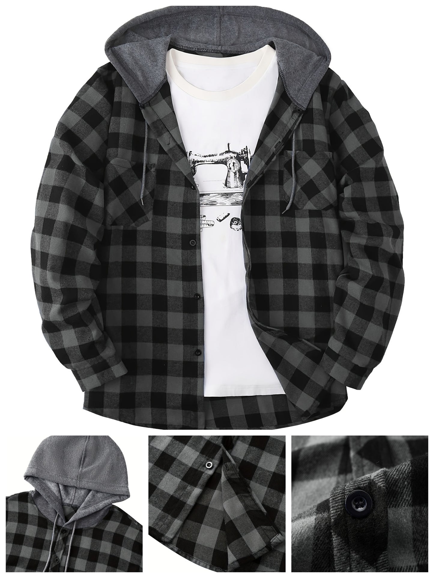 Camisa Masculina com Capuz em Xadrez - Conforto e Estilo para o Dia a Dia