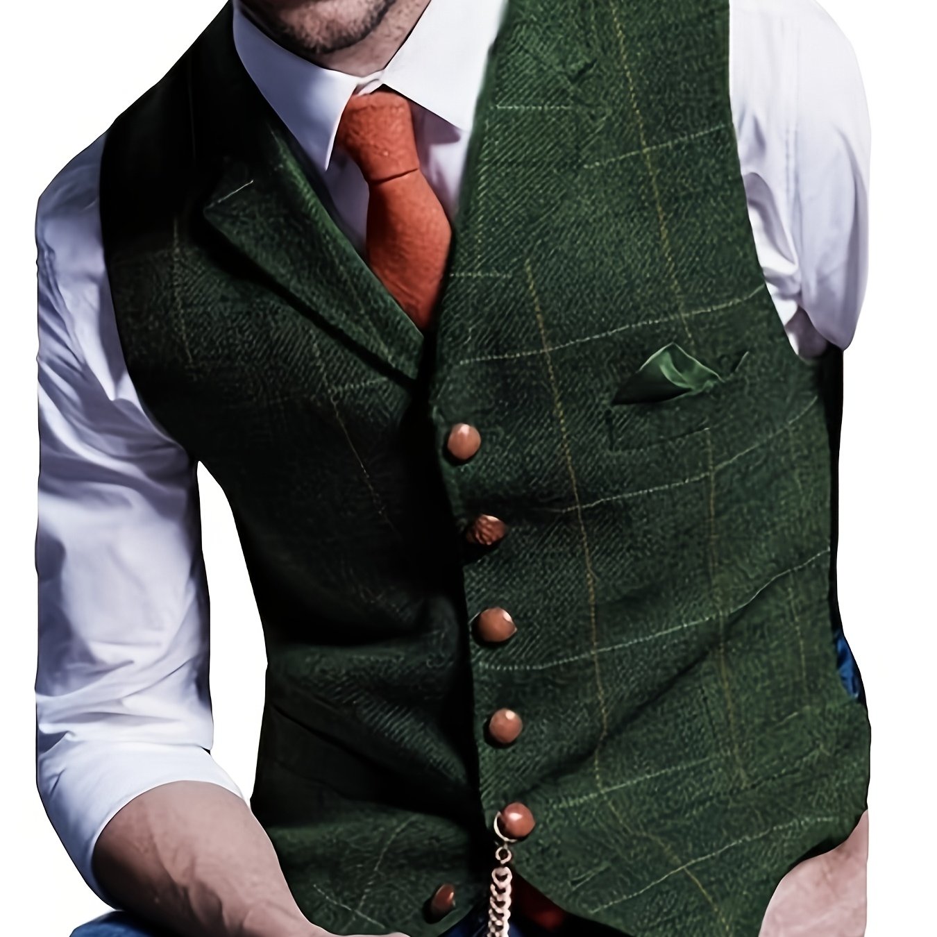 Colete Social em Tweed Herringbone - Slim Fit Premium para Casamentos e Eventos