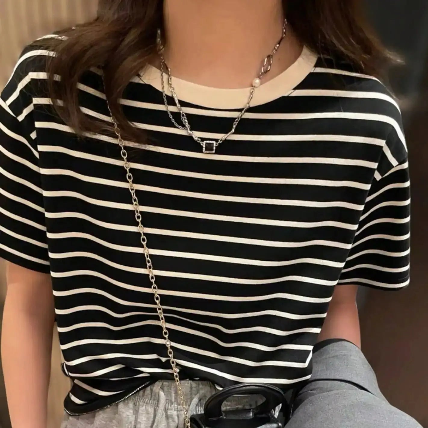 Camiseta Listrada Feminina Confortável™