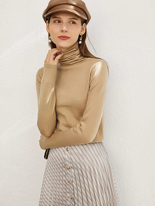 Suéter Minimalista Gola Alta 2025 – Conforto Sofisticado em Lã e Acrílico