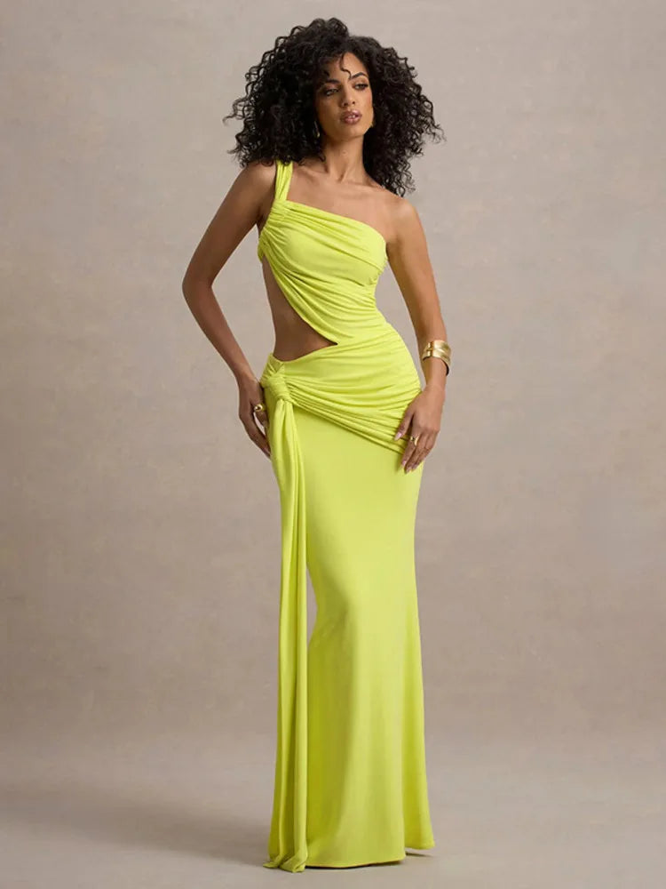 Vestido Longo Draped Éclipse – Elegância Escultural