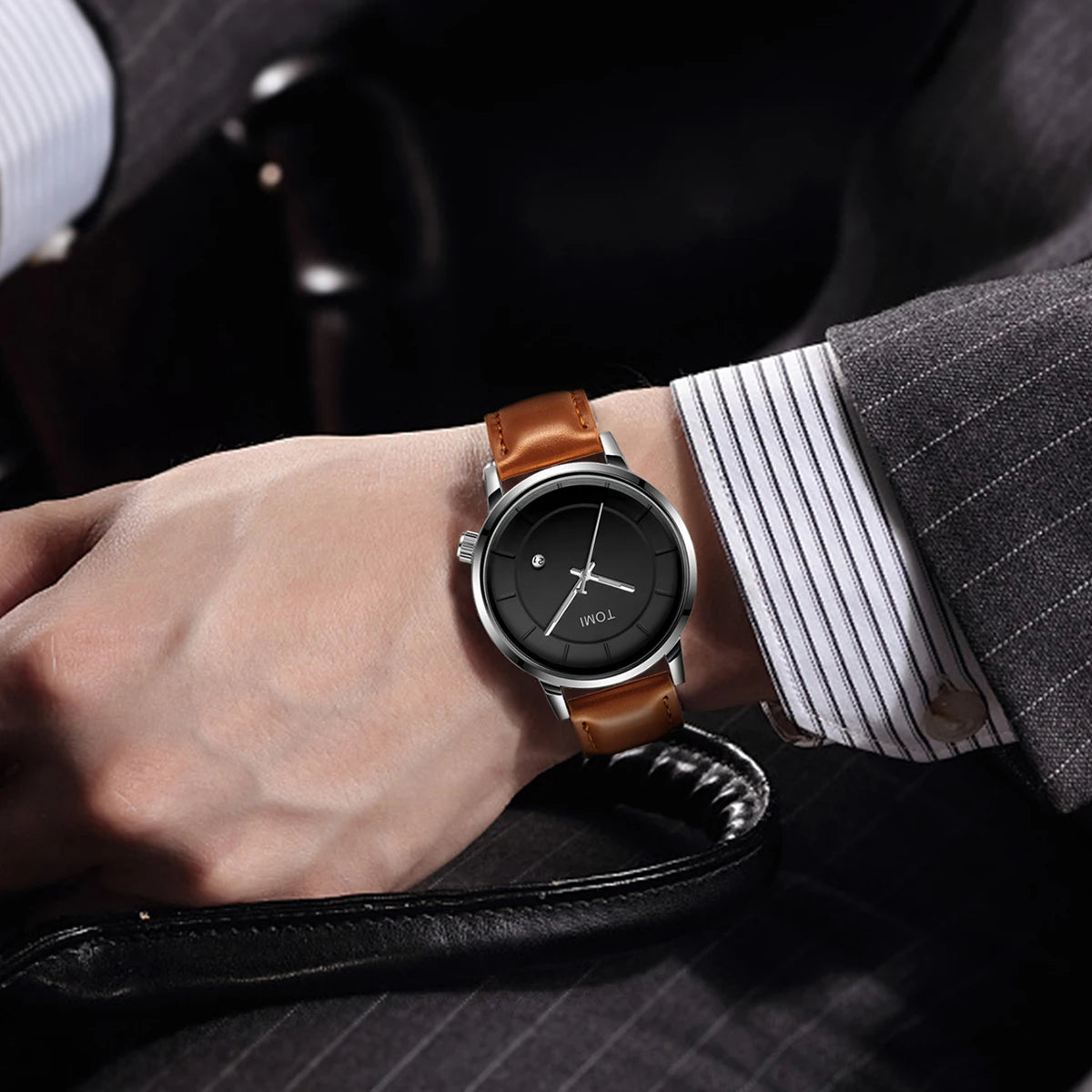 TOMI Executive - Relógio Masculino de Luxo em Couro Legítimo