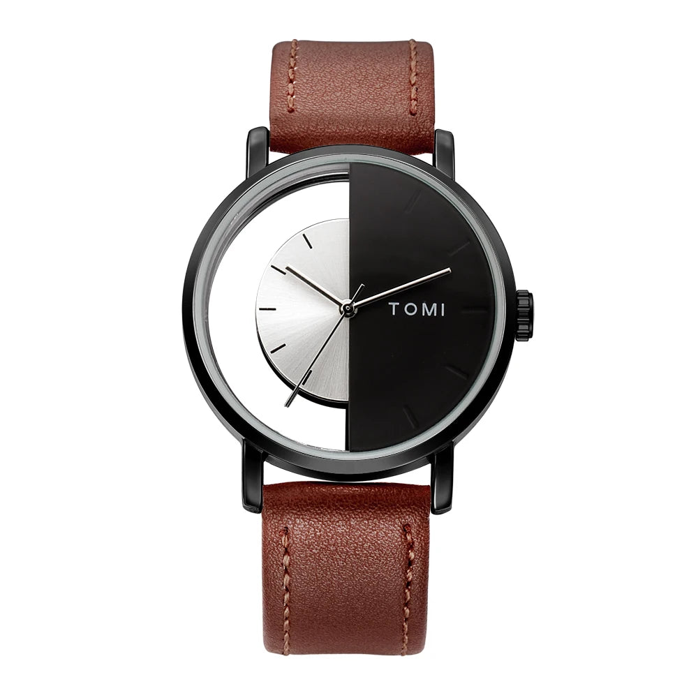Relógio Minimalista TOMI – Design Vazado em Quartzo