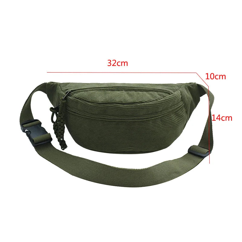 Bolsa Feminina em Veludo Cotelê - Estilo Casual Multifuncional