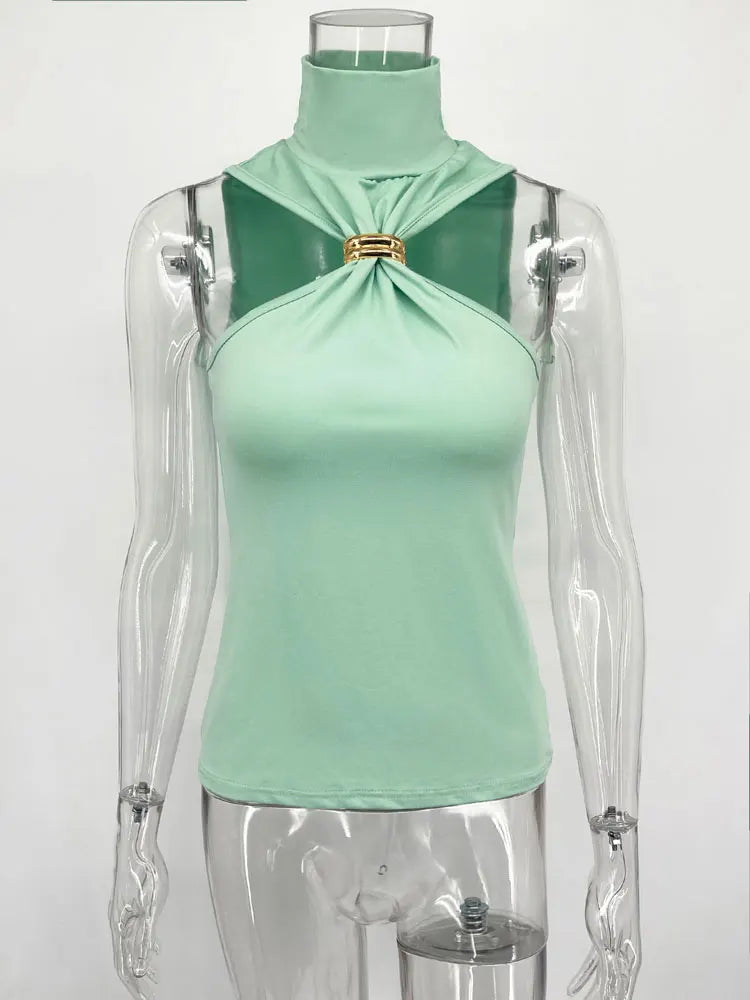 Top Cropped Off-Shoulder LuxeClub™ – Y2K Sofisticado com Elasticidade e Estilo Atemporal
