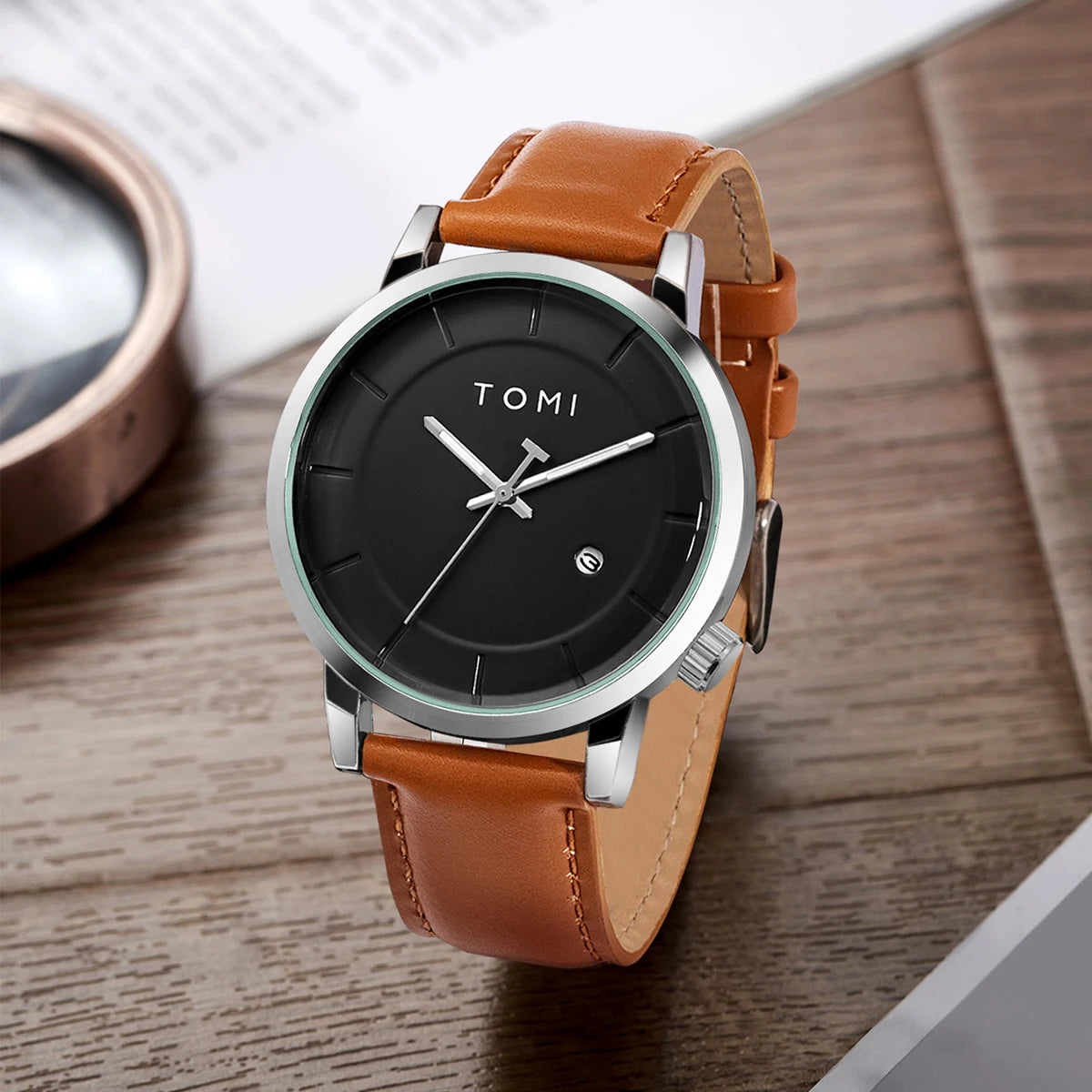 TOMI Executive - Relógio Masculino de Luxo em Couro Legítimo