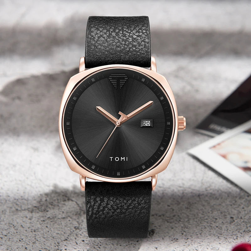 Relógio Minimalista Masculino TOMI – Design Moderno com Calendário