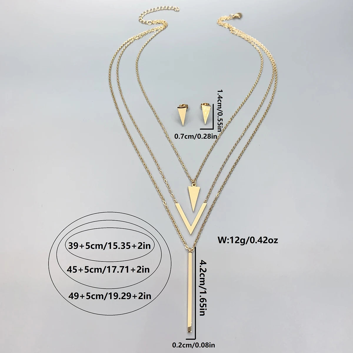 Colar e Brincos "Áurea Urbana" – Conjunto Geométrico Multicamadas em Aço Luxo