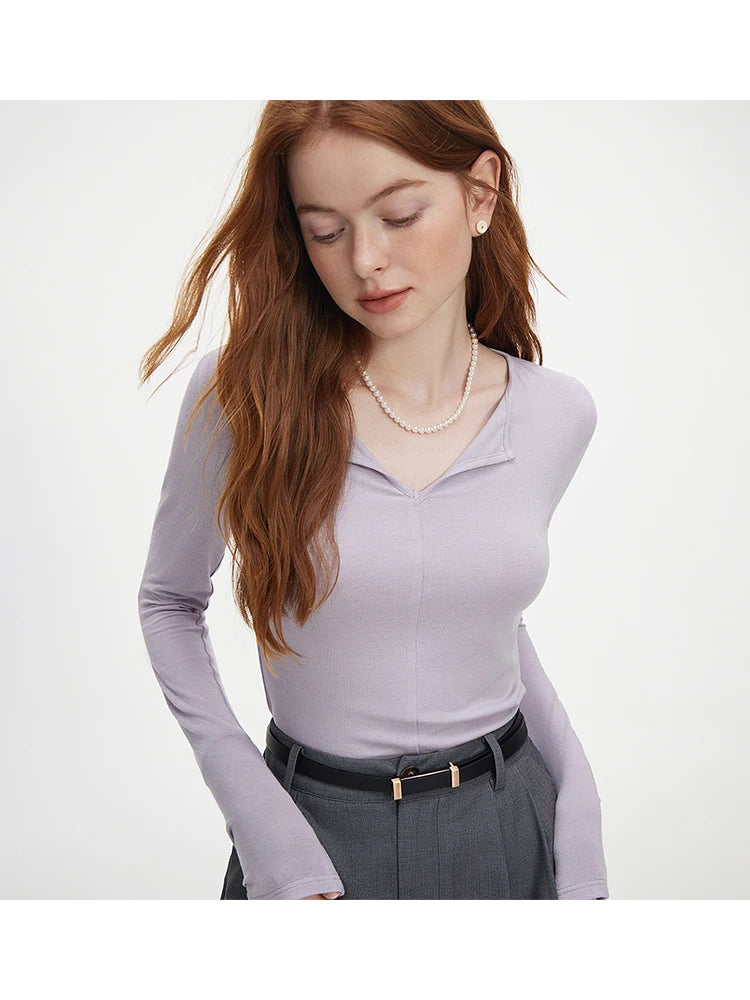 Suéter Feminino Decote V em Algodão - Elegância Corporativa e Casual