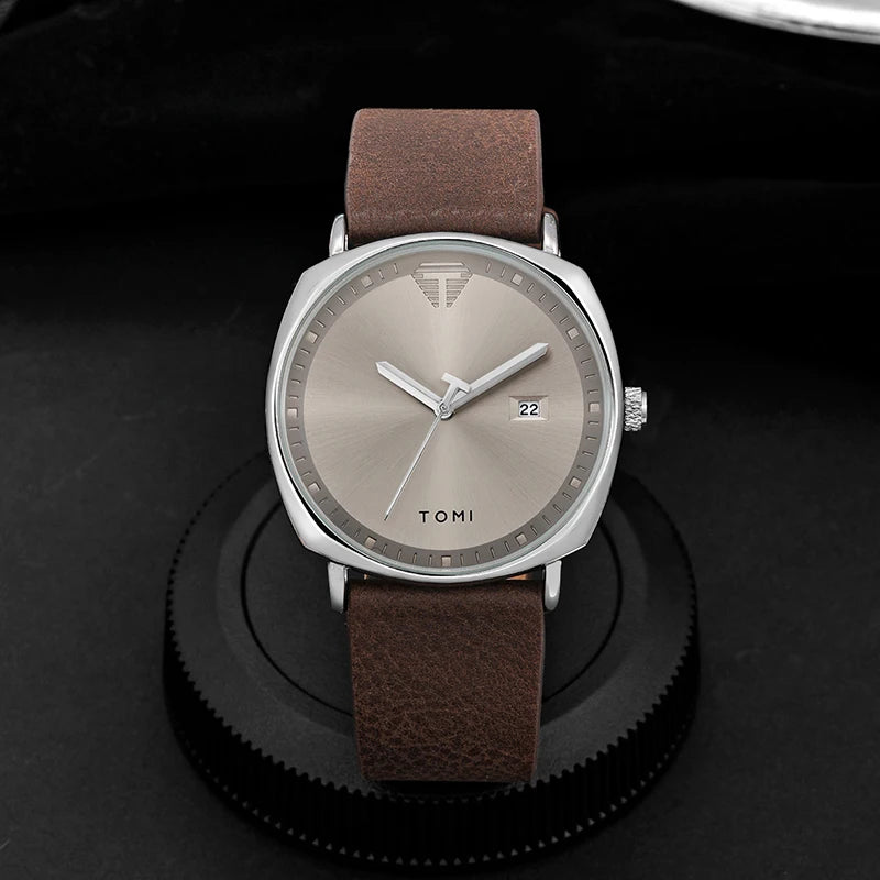 Relógio Minimalista Masculino TOMI – Design Moderno com Calendário