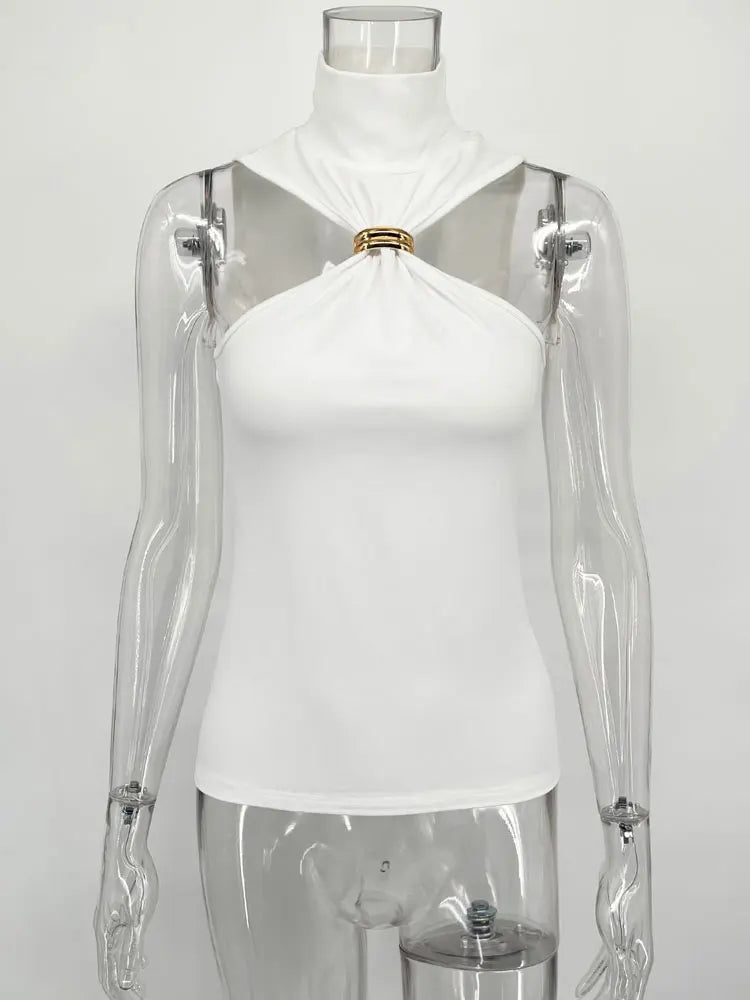 Top Cropped Off-Shoulder LuxeClub™ – Y2K Sofisticado com Elasticidade e Estilo Atemporal