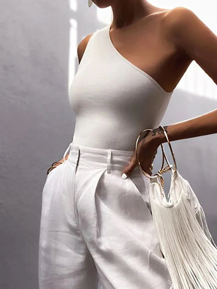 Top Cropped OneSide™ – Regata Fitness Elegante com Ombro Único
