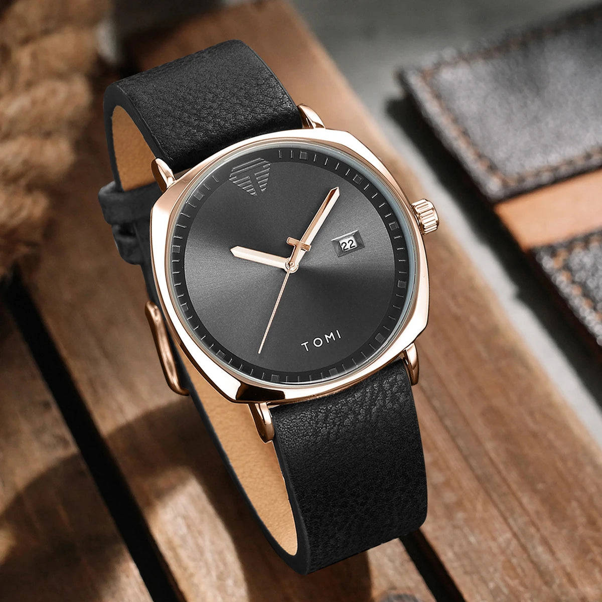 Relógio Minimalista Masculino TOMI – Design Moderno com Calendário