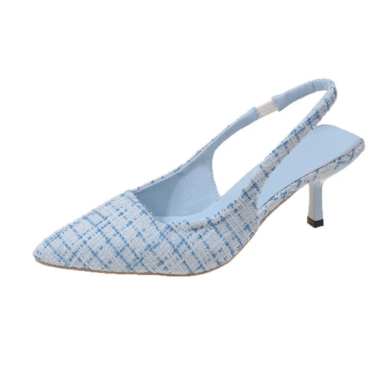 Azure Elegance - Sandália de Salto Alto em Microfibra com Detalhes