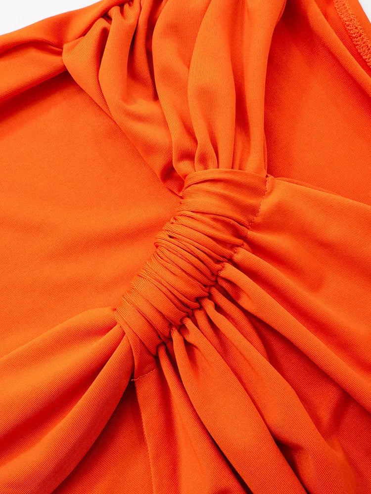 Vestido Longo Draped Éclipse – Elegância Escultural