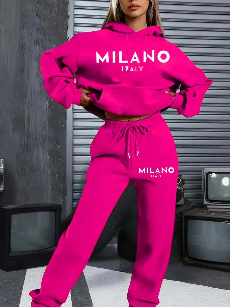 Conjunto Feminino Milano - Moletom com Estampa e Calça de Malha | Conforto Premium | Streetwear Casual
