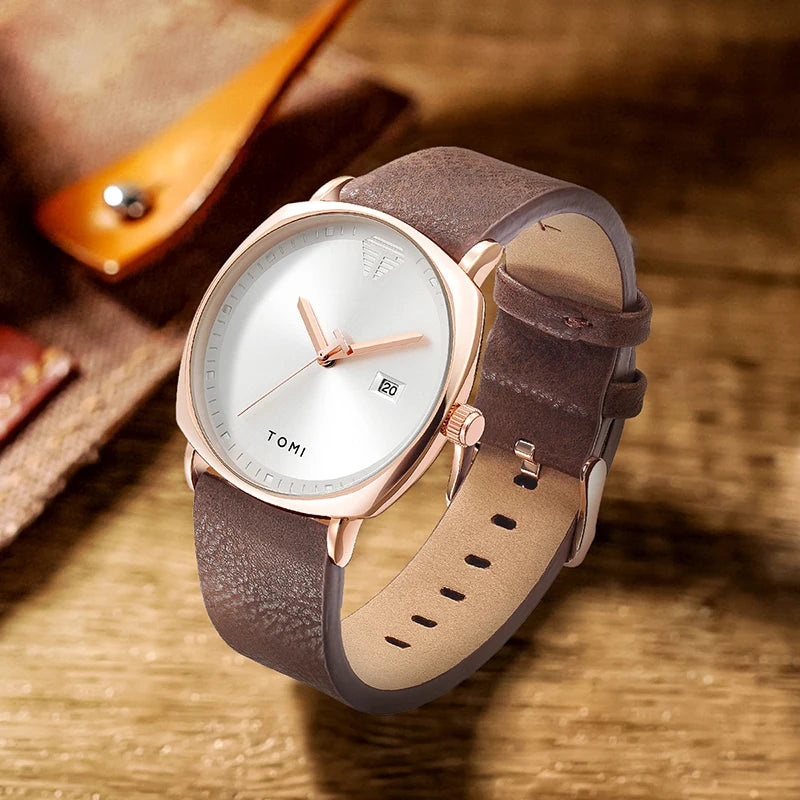 Relógio Minimalista Masculino TOMI – Design Moderno com Calendário