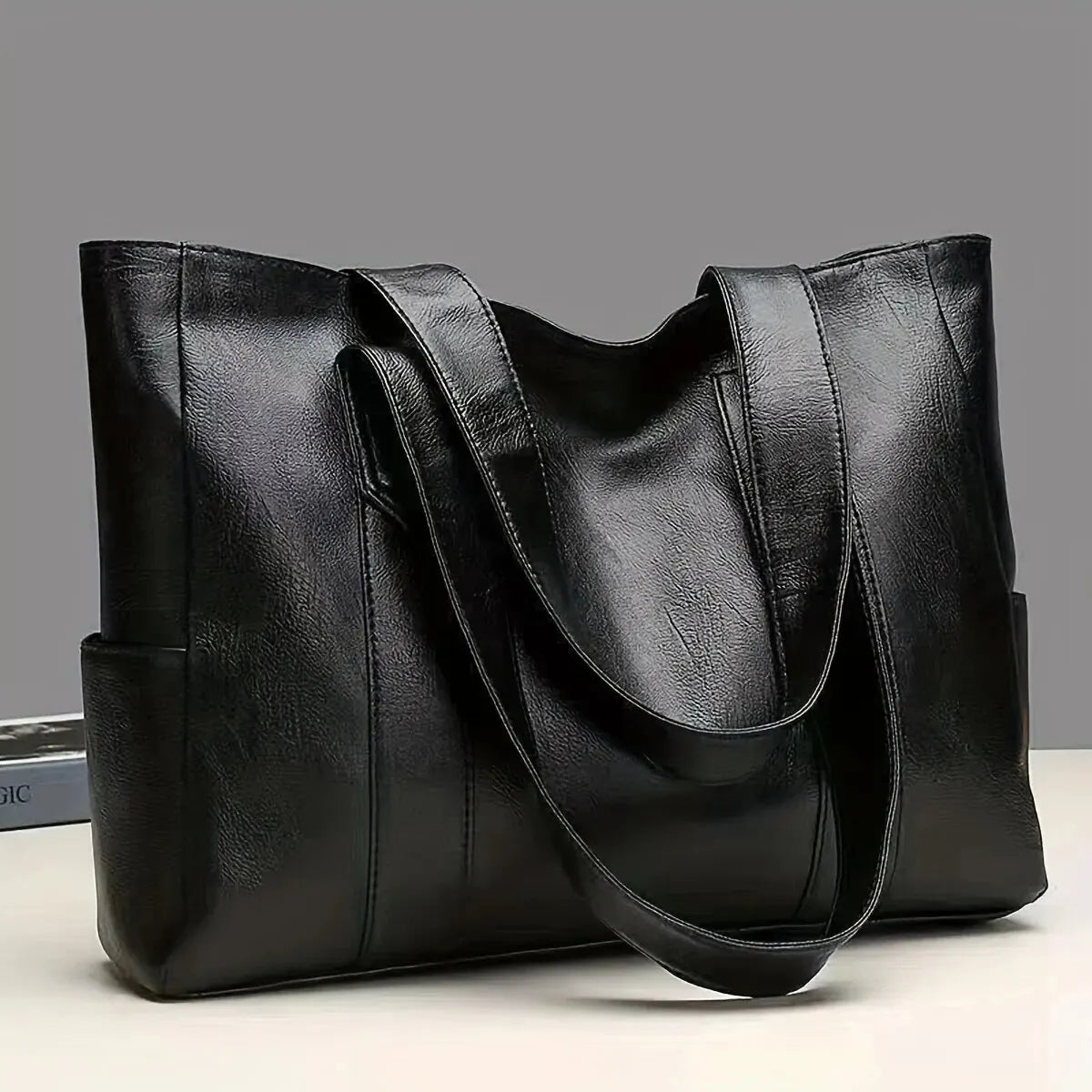 Vintage Majestic - Bolsa Tote Retrô em PU Vegano