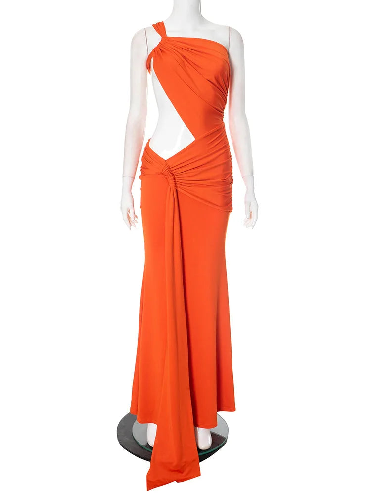Vestido Longo Draped Éclipse – Elegância Escultural
