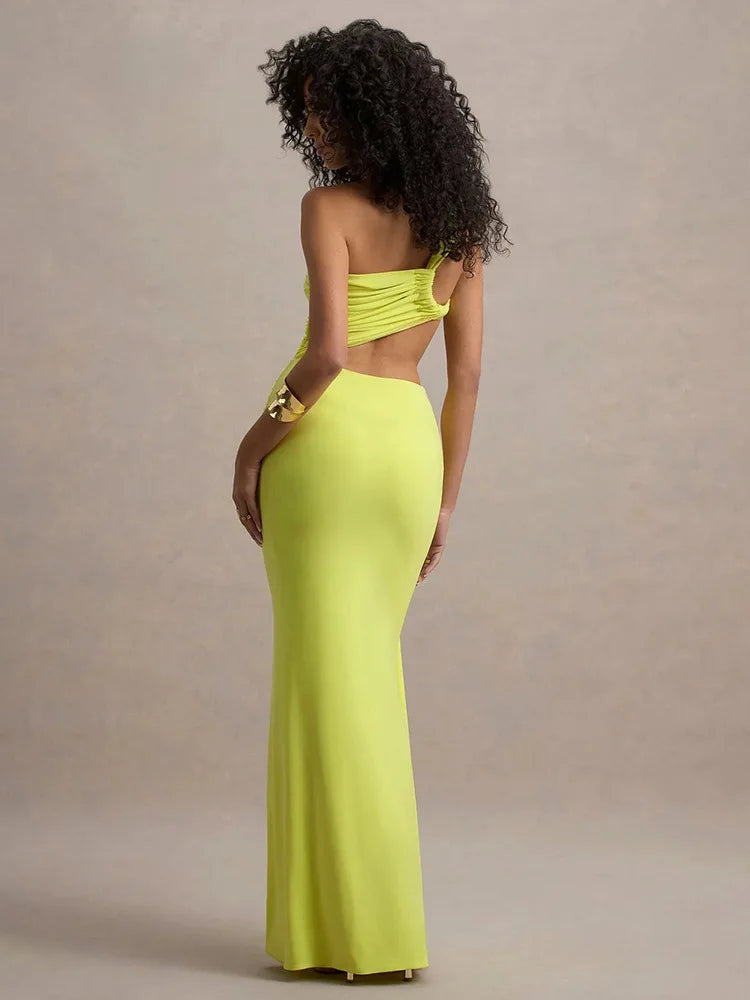 Vestido Longo Draped Éclipse – Elegância Escultural