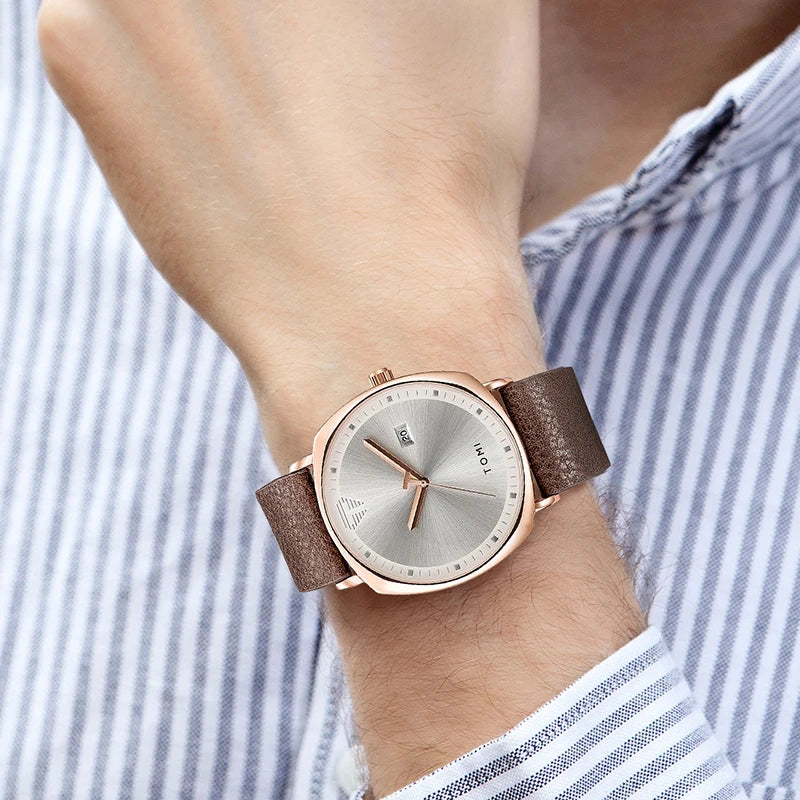 Relógio Minimalista Masculino TOMI – Design Moderno com Calendário