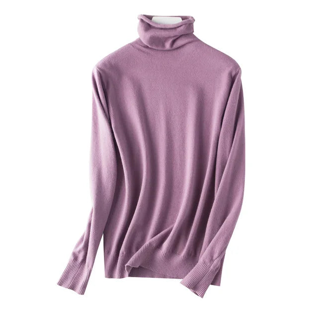 Blusa Gola Alta Slim Yahmandy™ – Tricô Coreano Ajustado Outono/Inverno 2025
