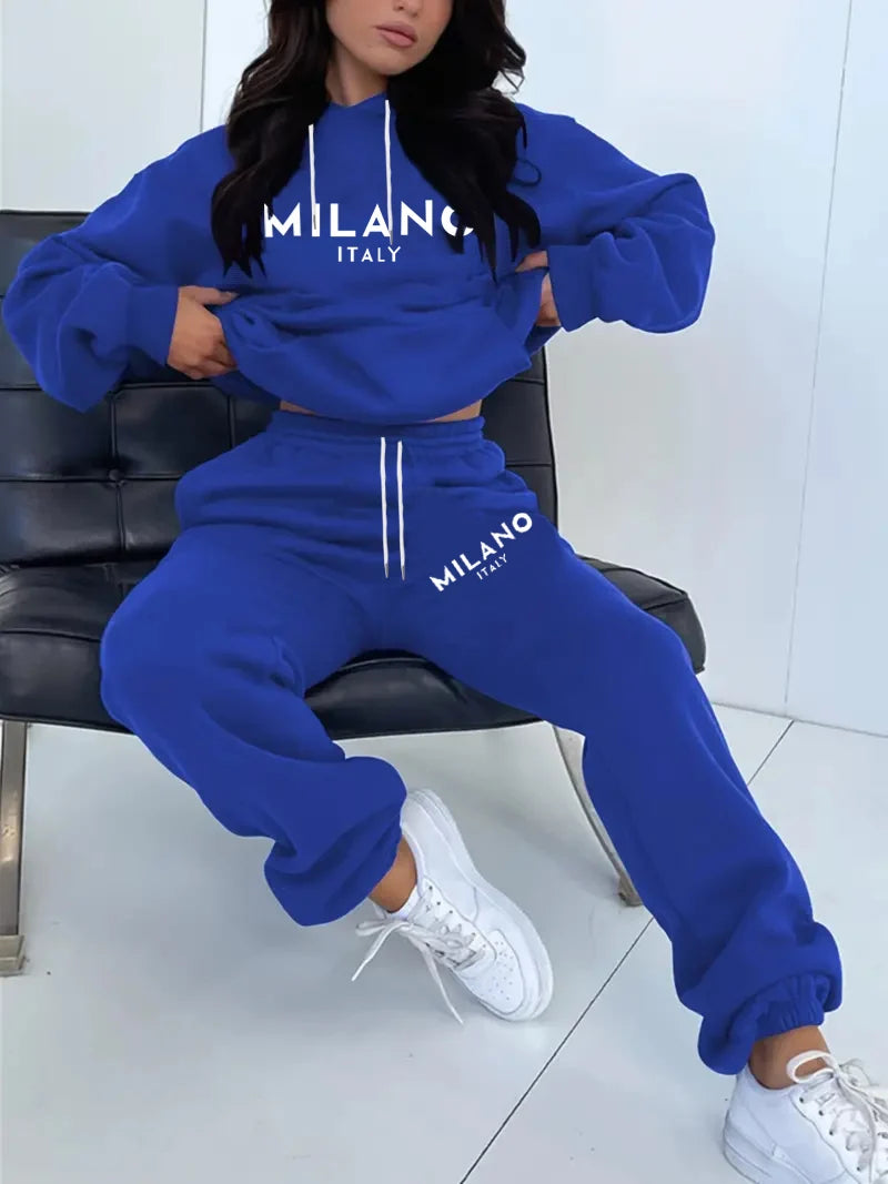 Conjunto Feminino Milano - Moletom com Estampa e Calça de Malha | Conforto Premium | Streetwear Casual