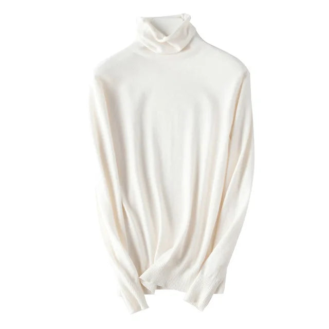 Blusa Gola Alta Slim Yahmandy™ – Tricô Coreano Ajustado Outono/Inverno 2025