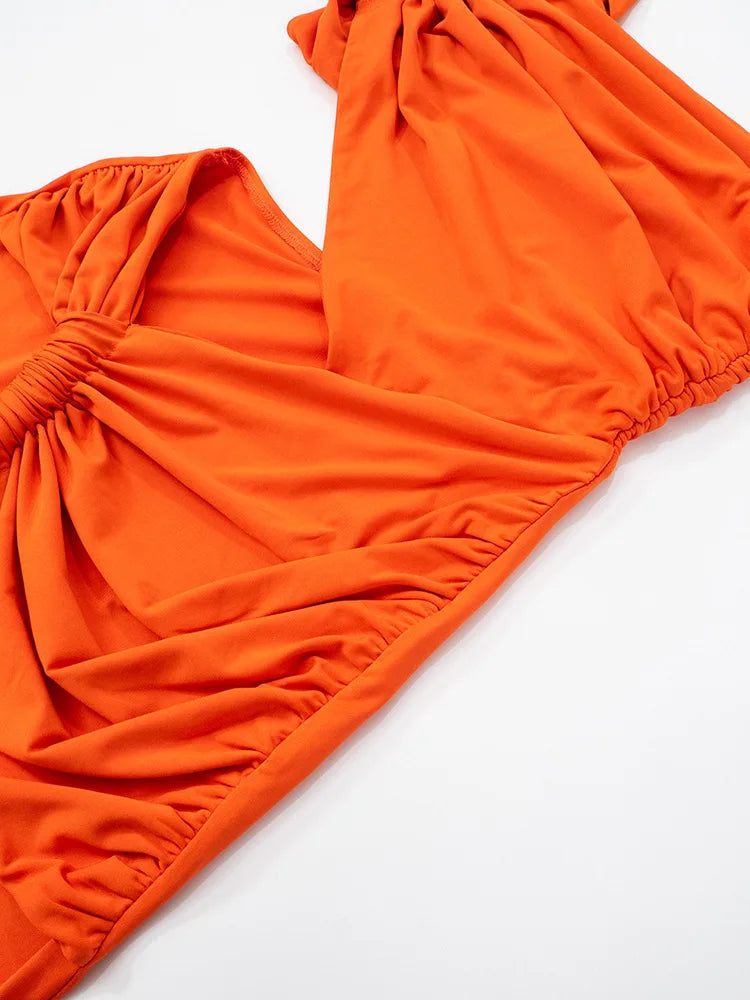 Vestido Longo Draped Éclipse – Elegância Escultural