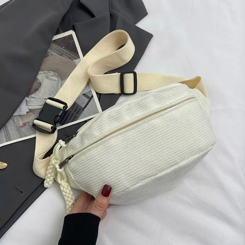 Bolsa Feminina em Veludo Cotelê - Estilo Casual Multifuncional