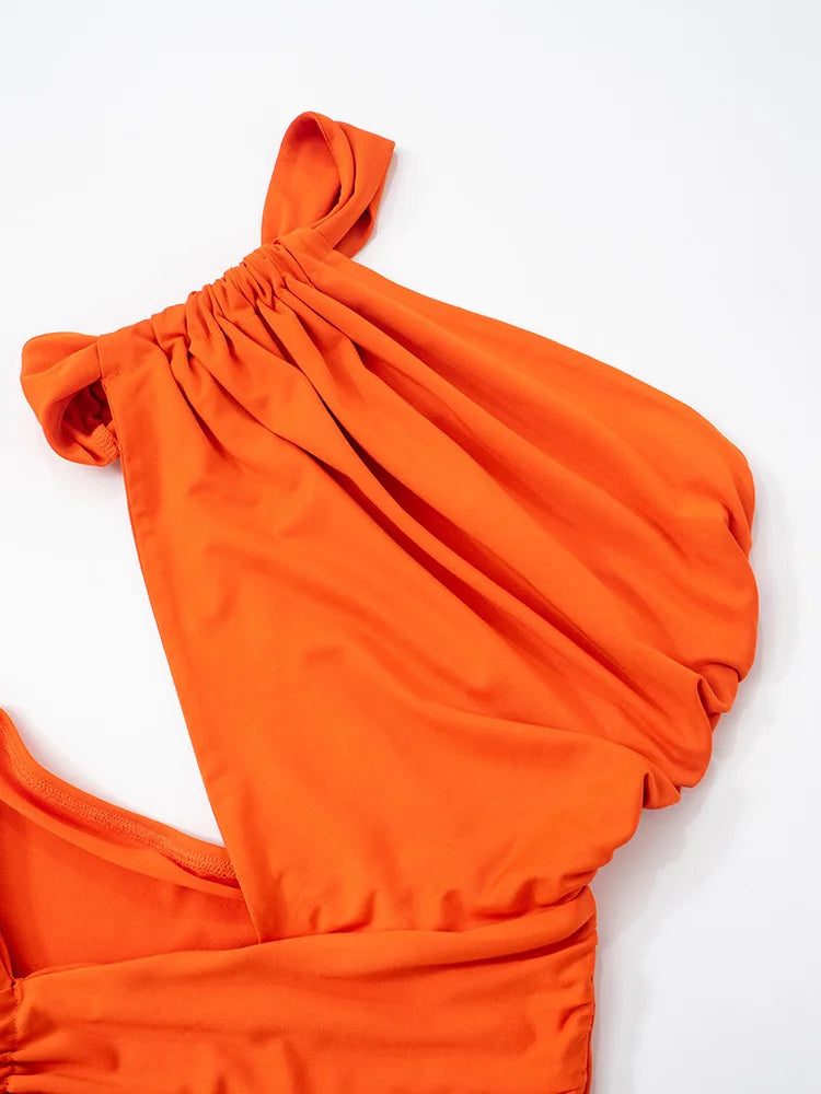Vestido Longo Draped Éclipse – Elegância Escultural