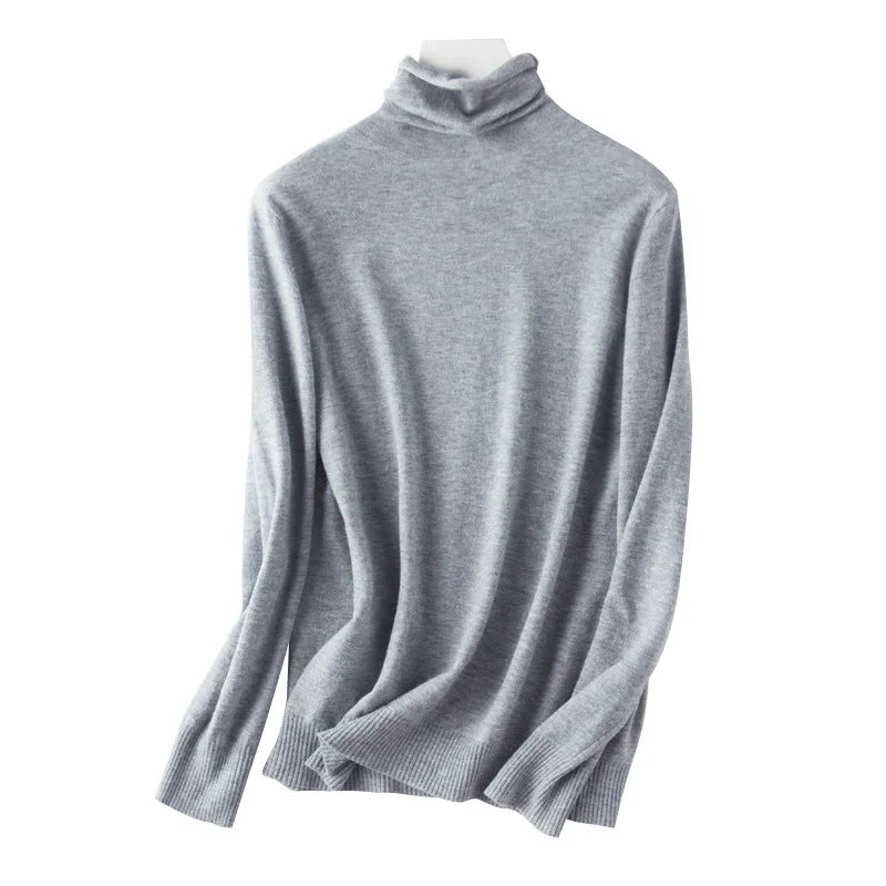 Blusa Gola Alta Slim Yahmandy™ – Tricô Coreano Ajustado Outono/Inverno 2025