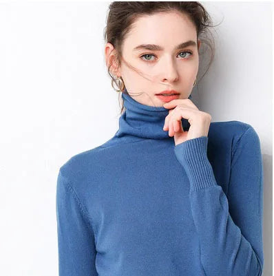 Blusa Gola Alta Slim Yahmandy™ – Tricô Coreano Ajustado Outono/Inverno 2025