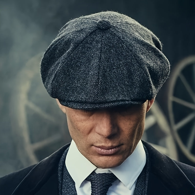 Chapéu de Inverno Elegante em Lã Herringbone - Estilo Retrô Unissex