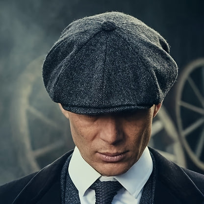 Chapéu de Inverno Elegante em Lã Herringbone - Estilo Retrô Unissex