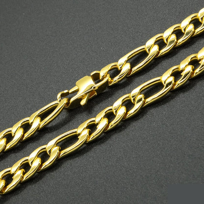 Colar Figaro Ylandy™ - Banhado a Ouro 18K, 8MM em Aço Inox