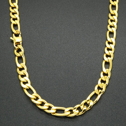 Colar Figaro Ylandy™ - Banhado a Ouro 18K, 8MM em Aço Inox