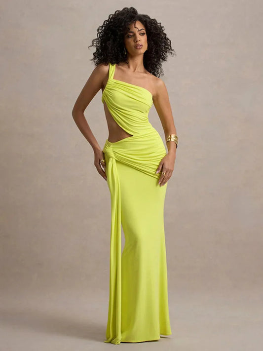 Vestido Longo Draped Éclipse – Elegância Escultural
