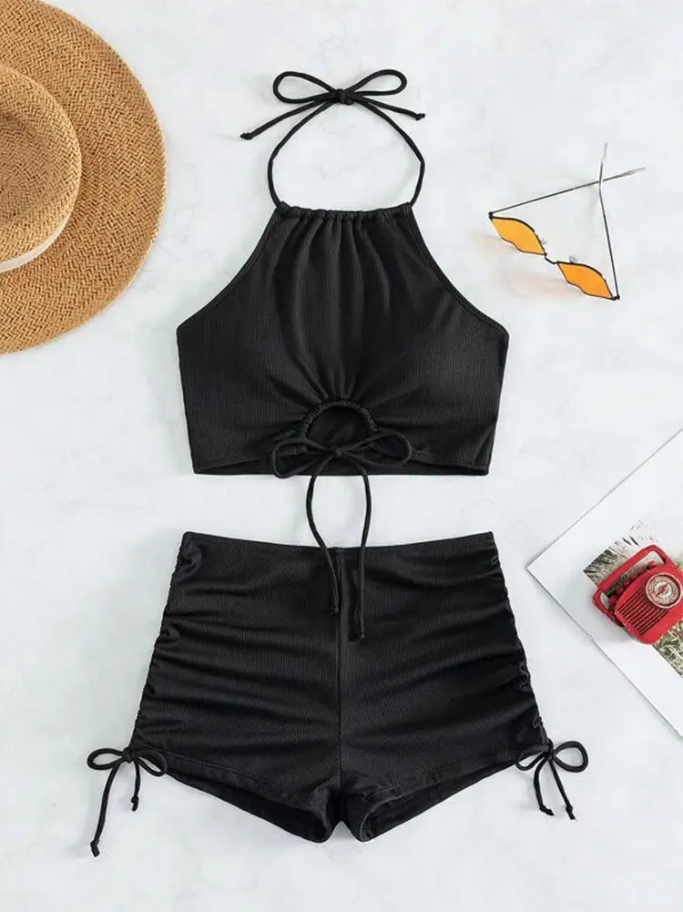 ECLÍPSE NOIR — Conjunto Tankini de Luxo Contemporâneo