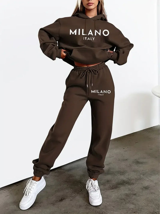 Conjunto Feminino Milano - Moletom com Estampa e Calça de Malha | Conforto Premium | Streetwear Casual