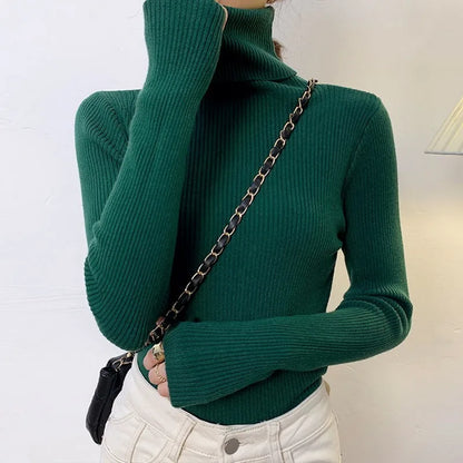 Élisee™ Sweater - Women's Slim Turtleneck with Fine Knit and Minimalist Korean Style
