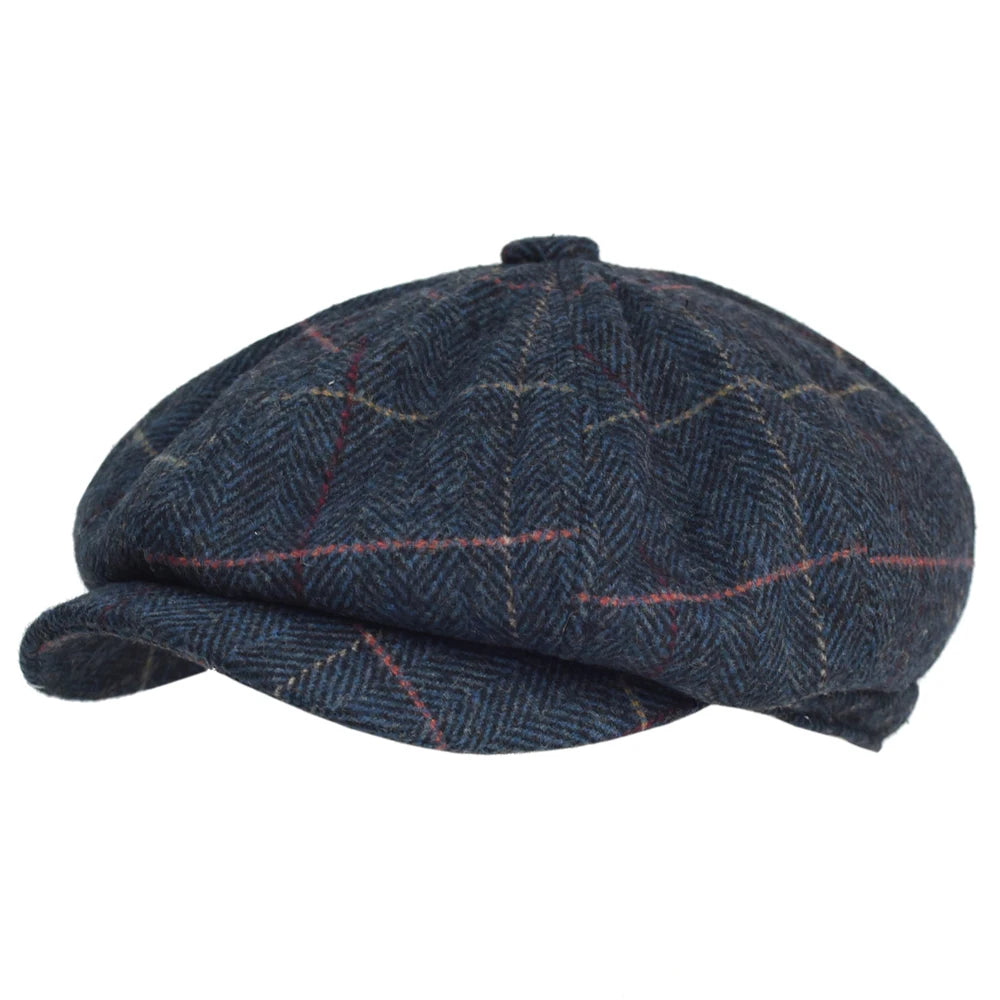 Chapéu de Inverno Elegante em Lã Herringbone - Estilo Retrô Unissex