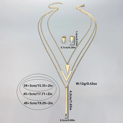 Colar e Brincos "Áurea Urbana" – Conjunto Geométrico Multicamadas em Aço Luxo