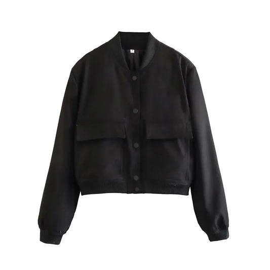 Jaqueta Bomber Cropped Branca Feminina Yahmandy™ – Casual & Elegante | Outono/Inverno 2025