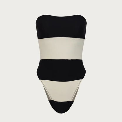 Biquíni Monokini Elegant Wave™ – Bandeau Sem Alças com Design Fashion Week e Ajuste Premium