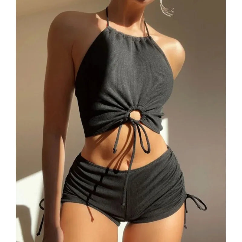 ECLÍPSE NOIR — Conjunto Tankini de Luxo Contemporâneo