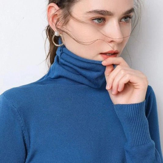 Blusa Gola Alta Slim Yahmandy™ – Tricô Coreano Ajustado Outono/Inverno 2025