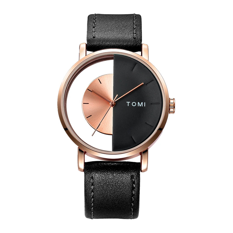Relógio Minimalista TOMI – Design Vazado em Quartzo