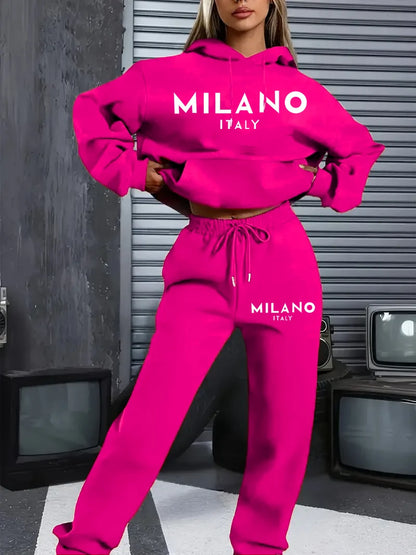 Conjunto Feminino Milano - Moletom com Estampa e Calça de Malha | Conforto Premium | Streetwear Casual