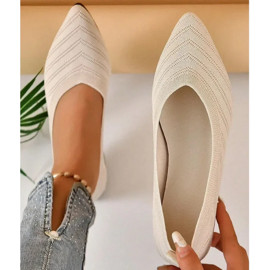Sapato Feminino Elegance 2024 - Bico Fino em Malha Respirável, Slip-on Office e Casual